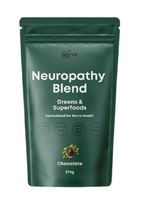 Neuropatie Superfood Blend Greens Pulbere pentru Neuropatie periferică cu 600 mg de R Alpha Acid lipoic - Aroma de ciocolată