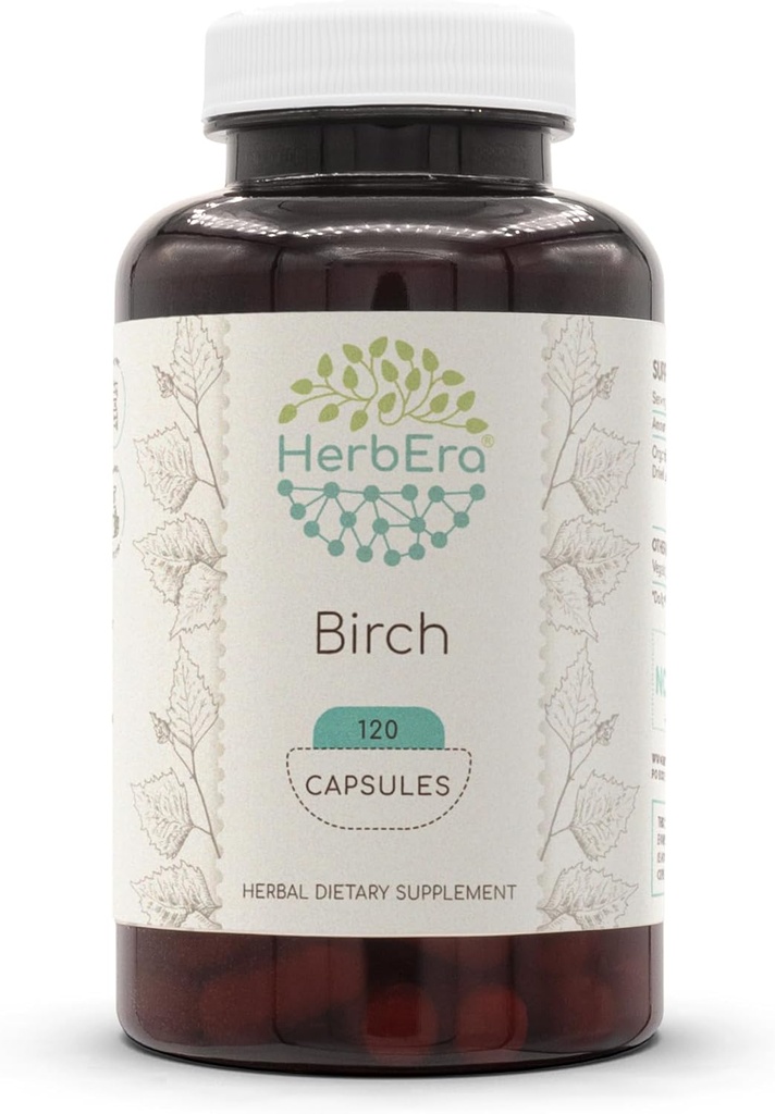 HerbEra Birch 120 Capsule, 500 mg, fabricate cu Birch (Betula Pendula) Leaf uscat (120 capsule)