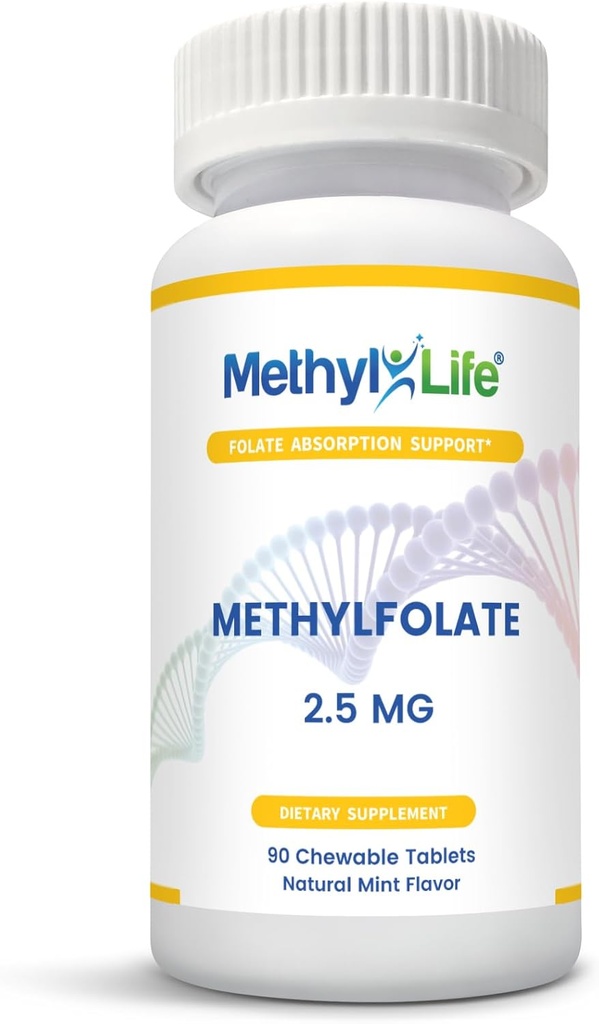 L-Metilfolat 2,5 - L-5-MTHF sub formă de Magnafolat-C (2,500 mcg per comprimat) - [90 comprimate masticabile]