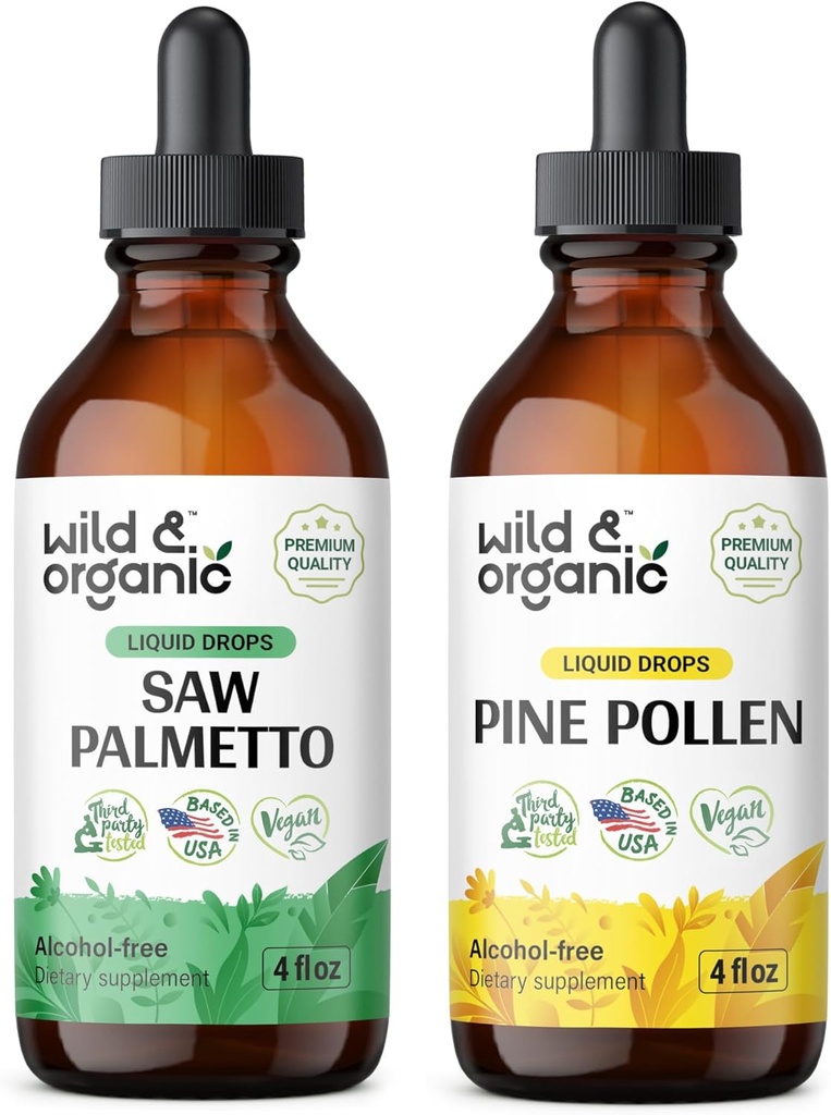 Salbatice si organice Saw Palmetto Tincture 4 fl oz & pin Polen Tincture 4 fl oz