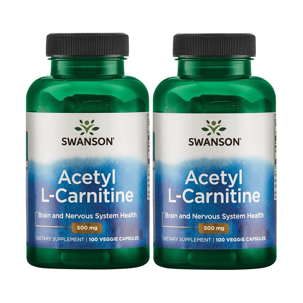 Swanson Acetil-L-Carnitina - Amino Acid Supliment promovarea Cognitive Health & Muscle Support - Natural Formula poate promova sistemul nervos de sănătate - (100 Capsule vegetale) (2 ambalaj)