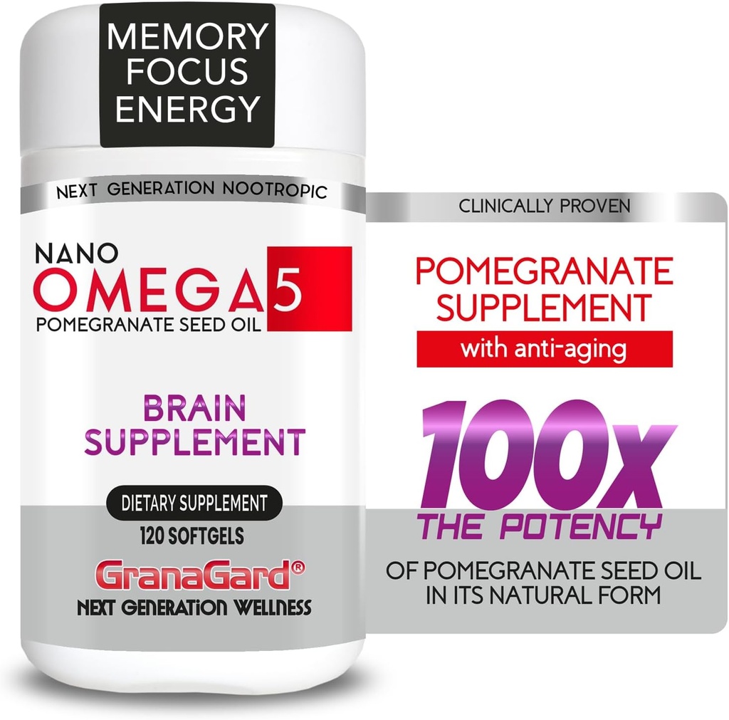 PROVENIT CLINIC (2-Lonth Supplements) SUPLIMENTE BRAIN CU ANTI AGING, Pastile de memorie, Omega 5 Pomegranate Supliment, 1 sticle 120ct