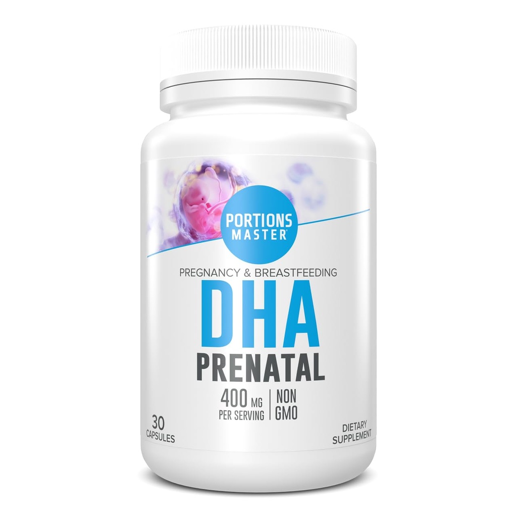 Porții Master DHA Prenatal, renatal Omega-3 Supliment cu 300 mg DHA,Suports Fetal Brain & Eye Development, Sarcina si Alaptarea Nutritie, Non-GMO, Gluten-Free (30 Softgels)
