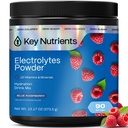 NUTRIENTE KEY Multivitamine Electroliti Pulbere fără zahăr - dulce albastru zmeură Electrolit pulbere - Rezistență și supliment energetic - Pulbere de hidratare - Fără calorii - 90 Serviri - Made in USA