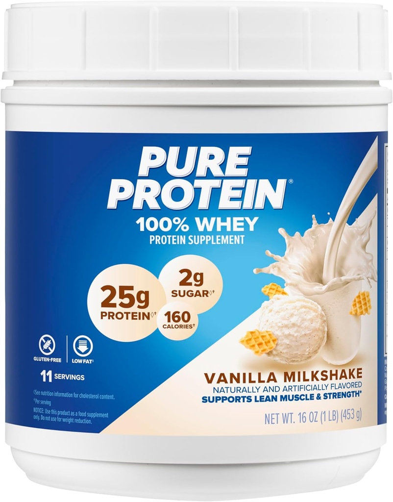 Pulbere de proteine pură, Whey, Proteină mare, Zahăr scăzut, Gluten gratuit, Vanilla Cream, 1 lb