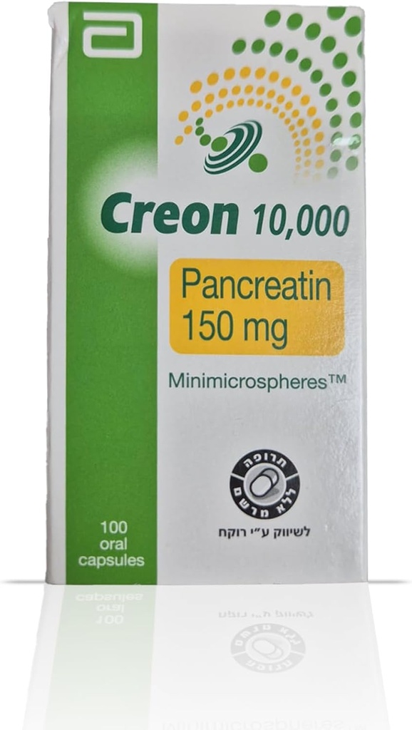 Creon 10000 Enzyme Supliment pentru insuficienţă pancreatică - Suportă digestia cu Lipază, Protează, Amilază - 100 Capsule