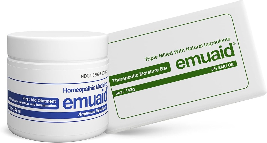 emuaid Eczema Repair Kit Rezistenta regulat 2 oz cu bara de umiditate terapeutică este, de asemenea, potrivit pentru Lichen Planus, Bed Sores, Ringworms și tocuri crăpate