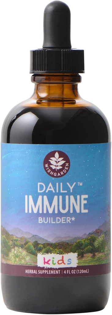 WishGarden Herbs Daily Immune pentru copii - Daily Immune Support Formula pentru copii, Herbal Immune Defense & Immune System Booster cu Black Elderberry & Echinacea, Kids Immune Supplement, 4oz