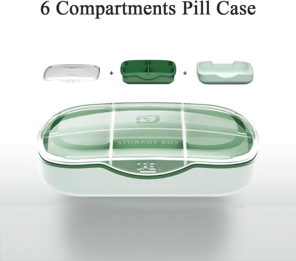 Travel Pill Organizator Box, 6 Compartiment Weekly Medicine Case Reminder pentru Pocket Purse, Daily Pharmacy Container, Deţinătorul de medicamente Dispenser pentru ulei de peşte, Vitamina, Cod Ulei de ficat, Supliment