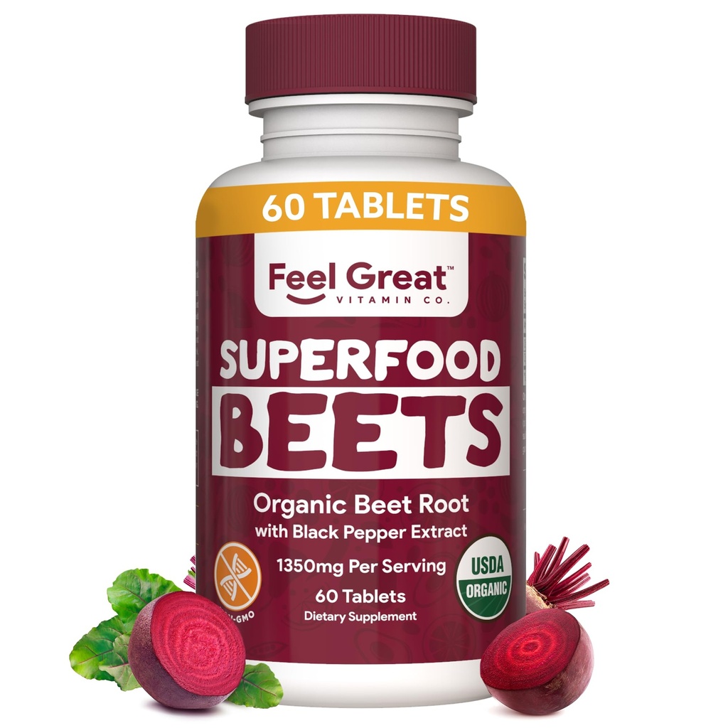 Feel Great Vitamine Organic Sfeclă de pudră Suplimente (Tabelts) 