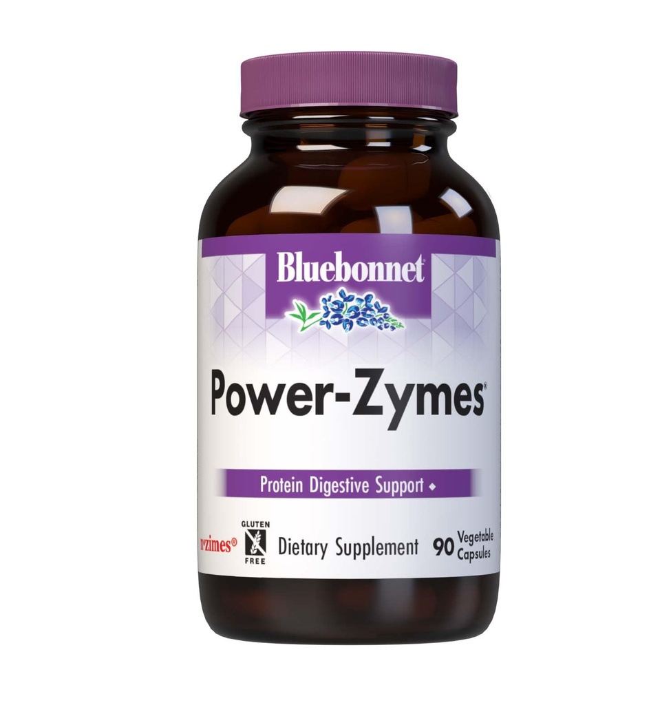 Bluebonnet Nutrition Power-Zymes, Proteine Digestive Support*, Soy-Free, Gluten-Free, Dairy-Free, 90 capsule vegetale, 90 Servings
