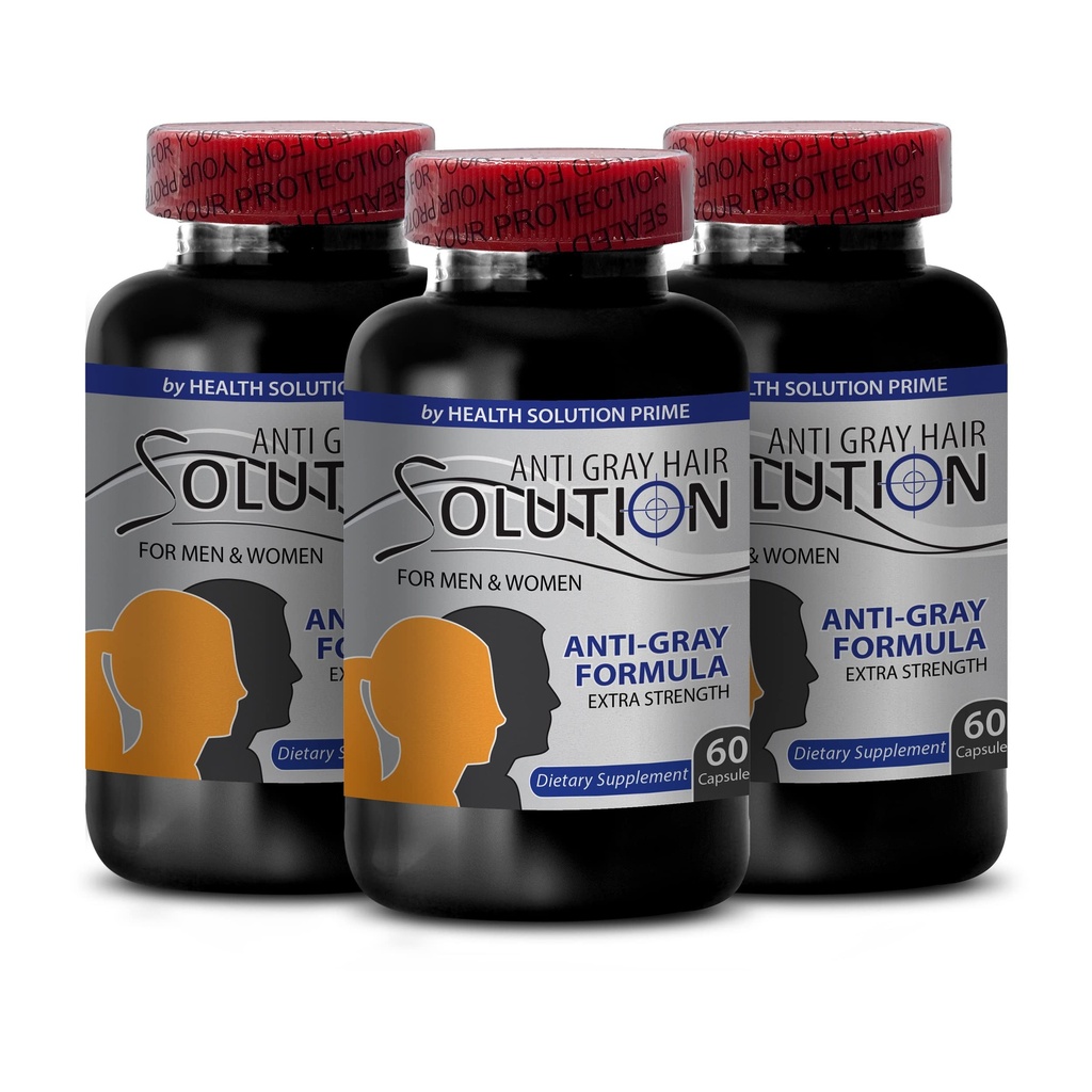Vitamina b6 Pantotenica Acid - Solutie Anti Gray - Parul gri Reversal pentru barbati si femei, Suplimentul pentru par pentru femei, Culoare naturala a parului, Supliment biotina pentru par, Saw Pametto, 3 Bot 180 Caps