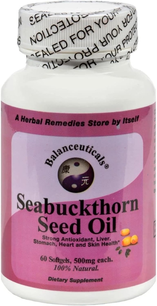 Ulei de semințe Seabuckthorn, 500 mg Supliment alimentar Softgels, 60-conte flacon