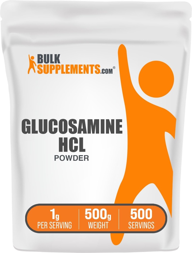 BulkSupplements.com Glucosamină HCl pulbere - Glucosamină Supliment, Suport comun - Gluten gratuit, 1g per Serving, 500g (1.1 lbs) (Pachet de 1)
