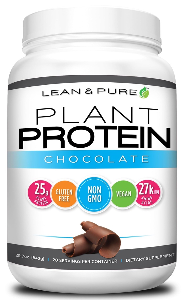 Proteină vegetală Lean & Pure, 25g de proteine, Non OMG, Vegan, Gluten gratuit. Carb scăzut, 842g, ciocolată