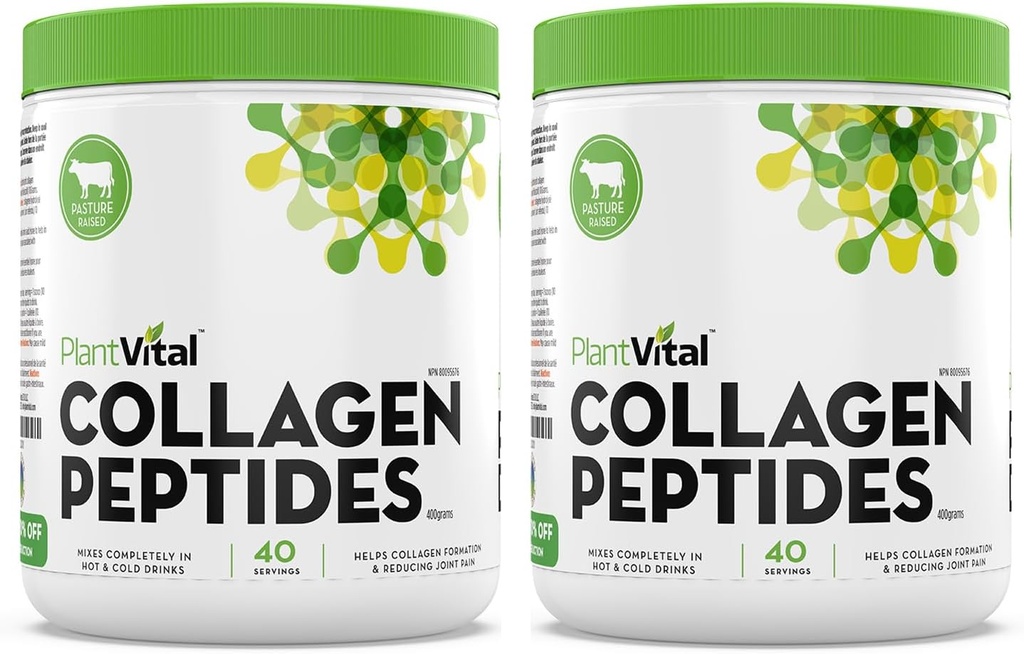Pure Pure Pure Colagen Peptides pulbere - 100% Grass hrănit Colagen pulbere - non-GMO, Paleo Friendly - Dizolvare, Nearomat, Made in USA. 40 Serviri 400g - Pachet de 2