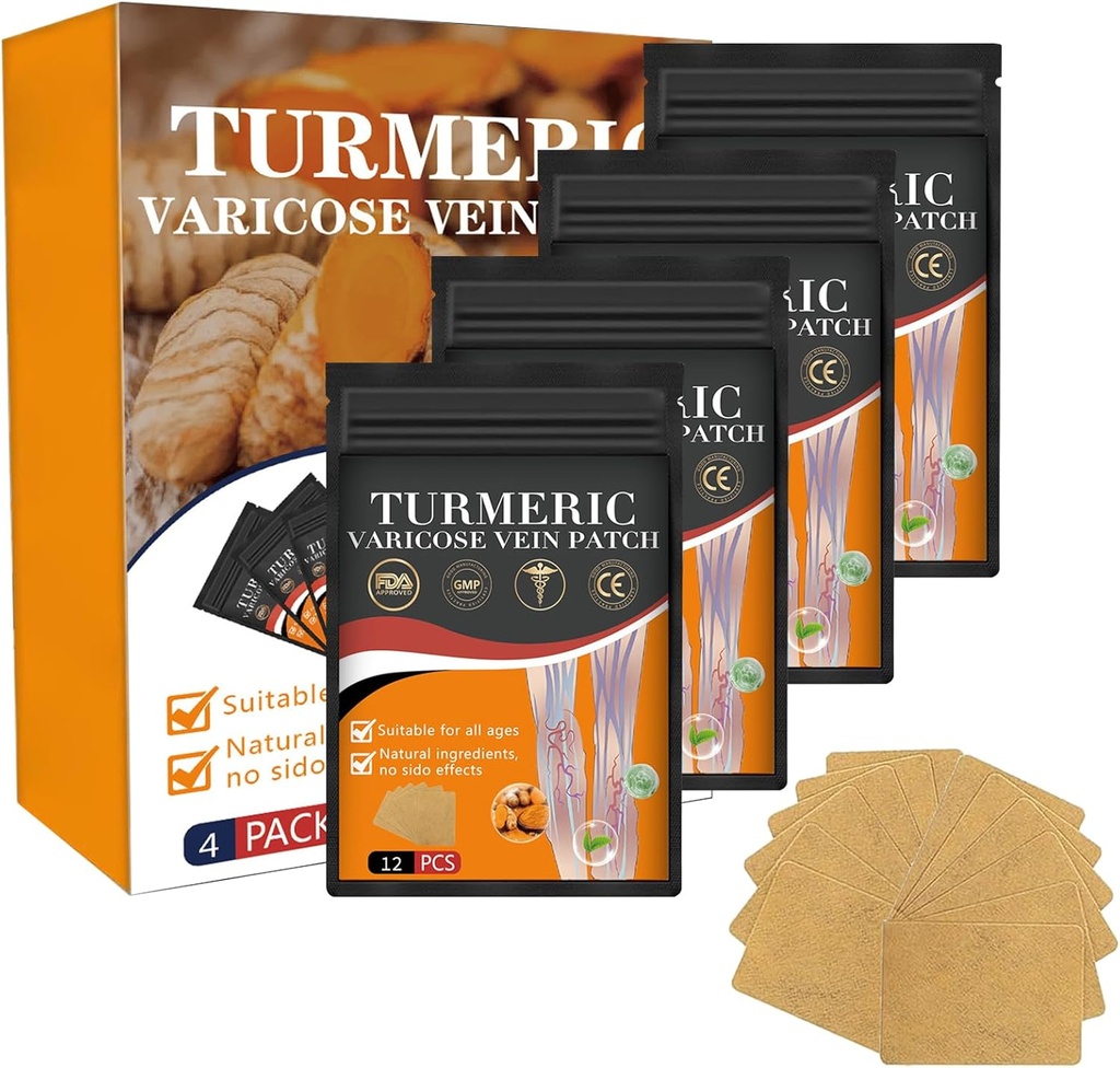 Turmeric Varicose Veins Tratamentul pentru picior patch-uri, în mod natural elimină vene varice în picioare și păianjeni (1 cutii 48 PCS)