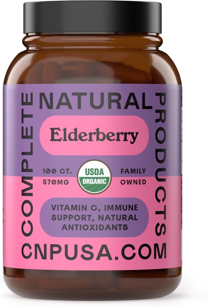 Produse naturale complete Elderberry capsule 570mg, 100 Ct 