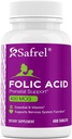 Acid folic Safrel 400 mcg - Vitamina B9-400 Tablete, Vitamina prenatala si postnatala esentiala pentru dezvoltarea fetala, Productia de celule rosii din sange, dezvoltare celulara si neurala