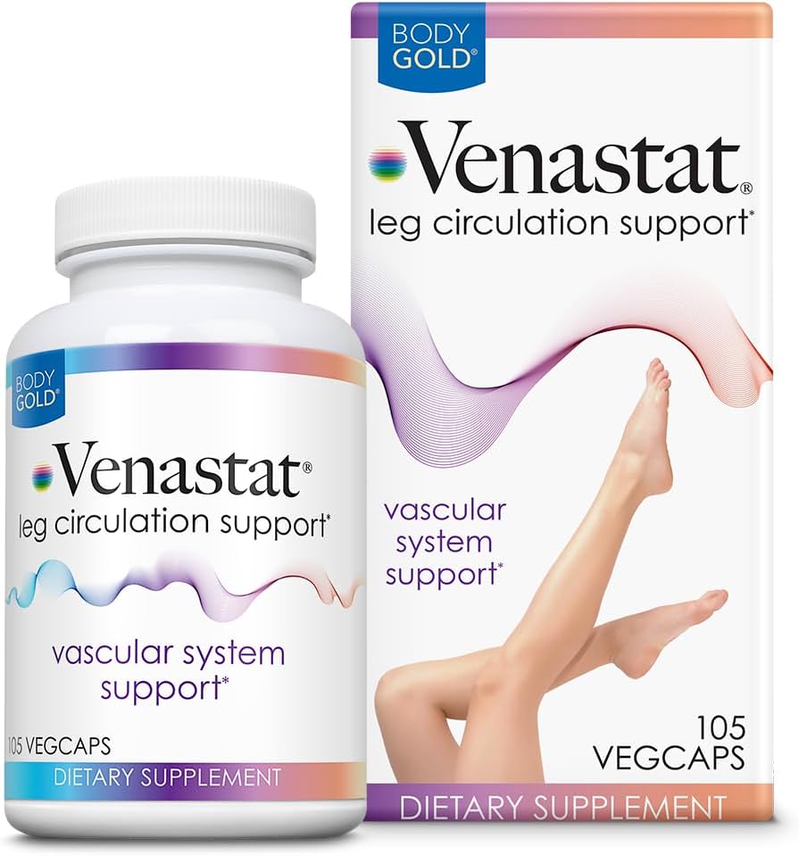 Corp Gold Venastat - Leg Vein Supplements Supplements, Circulation Supplements with Horse Chestnut & Diosmin for Men & Women, Healthy Blood Flow - 105 Veggie Capsule