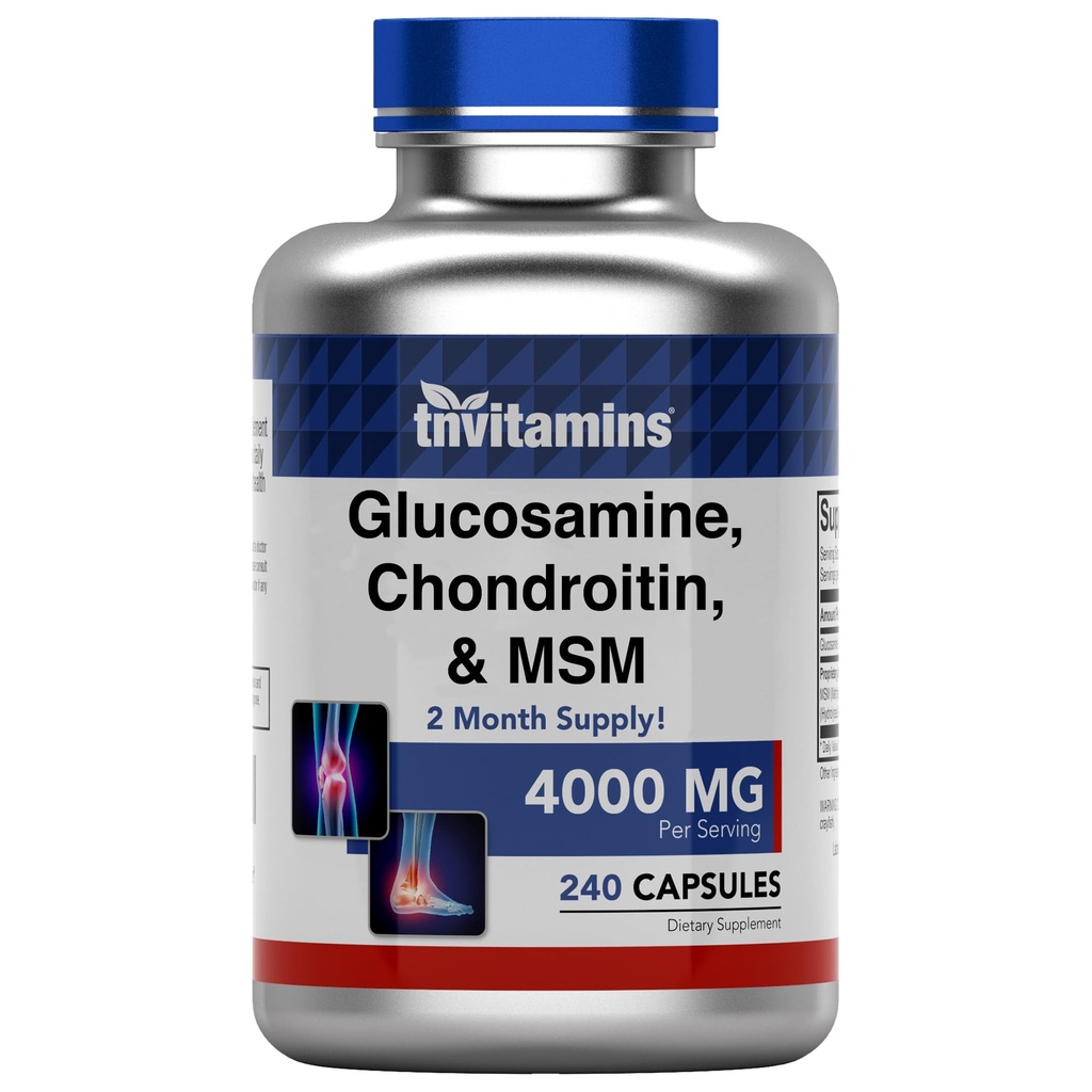 tnvitamine Glucosamină, Chondroitin, & MSM (4000 MG - 240 capsule) pentru bărbaţi şi femei 