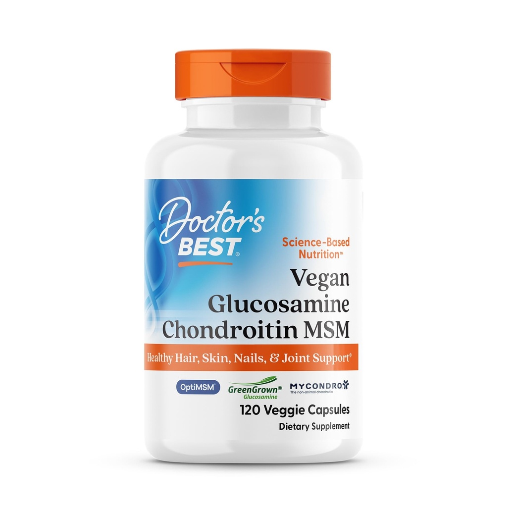 Medicii BEST Vegan Glucosamine Chondroitin MSM, păr sănătos, piele, unghii, & suport comun, non-GMO, gluten gratuit, soia gratuit, Vegan 120 Capsule vegetale