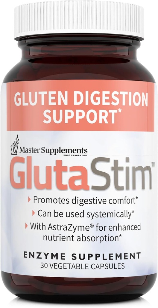 Suplimente Master GlutaStim - 30 Capsule vegetale - Suport pentru digestia glutenului - Oferă suport digestiv + gaz și balotat - Vegan, gluten gratuit - 30 Serviri