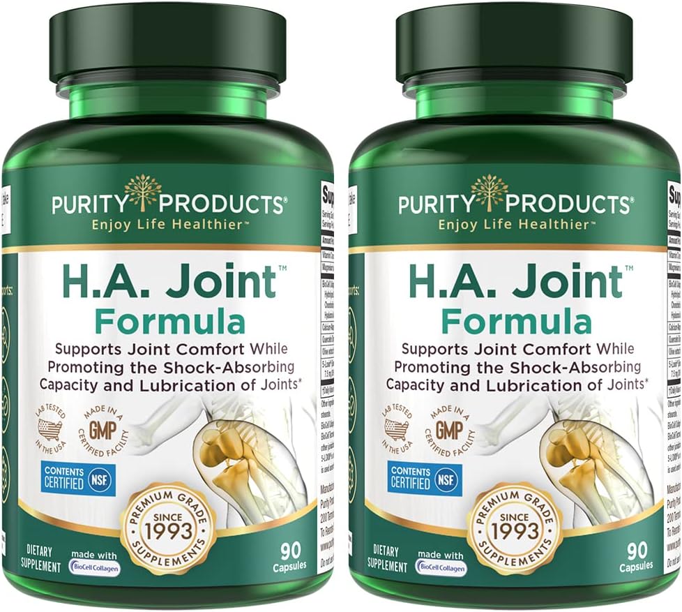 Produse de puritate HA Formula comună Acid hialuronic + CoFactori cheie - comun + mai multe capsule de piele (tip I, II & III) - 5-Loxină - extract de fructe de măsline - flexibilitate comună + mobilitate - 90 capsule (2)