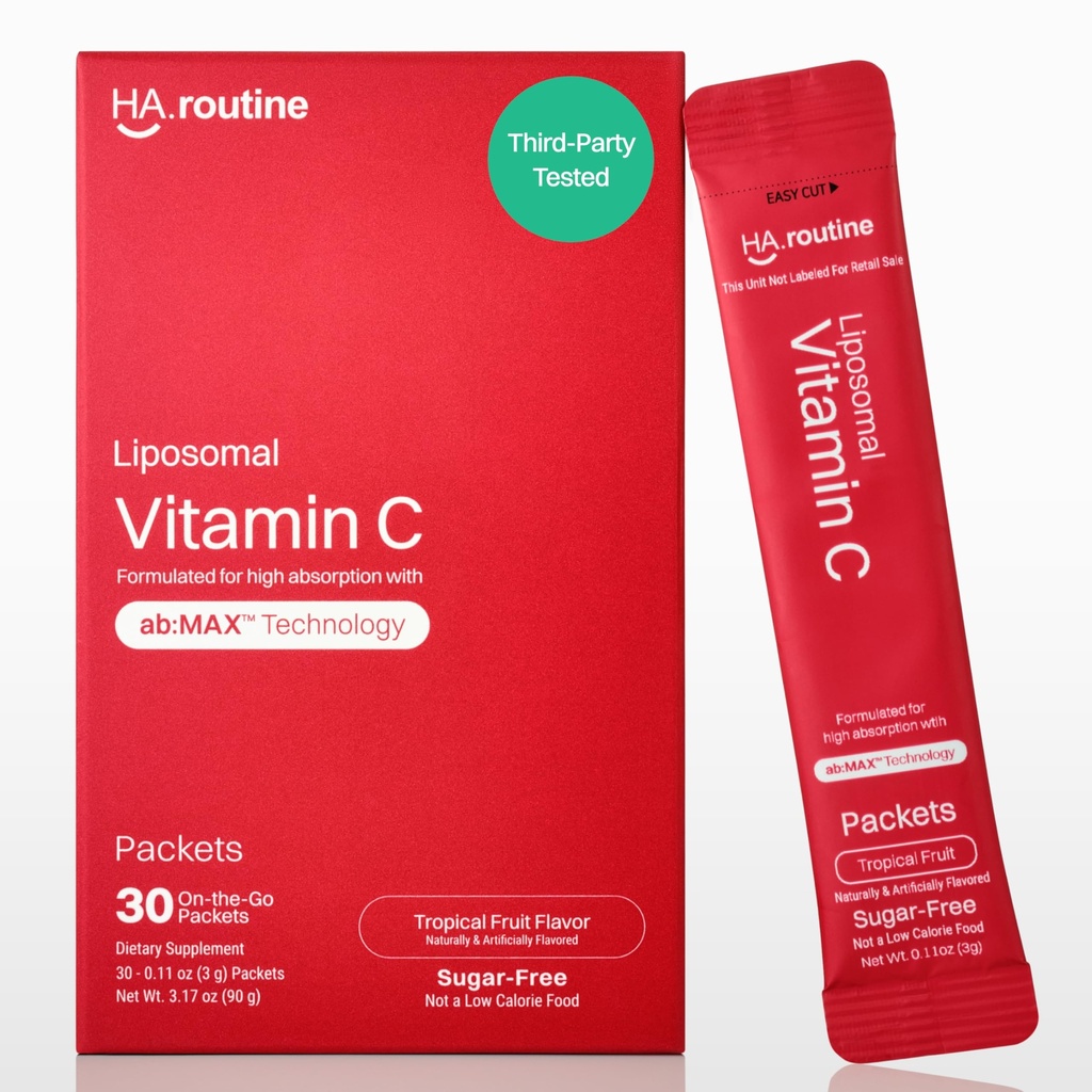 Pulbere lipozomal de vitamina C, Pachete cu aromă de zahăr pentru adulți, 500 mg On-The-go Supplement Imunum Support, puternic antioxidant, energie Booster- 30x Pachete, aroma de fructe tropicale