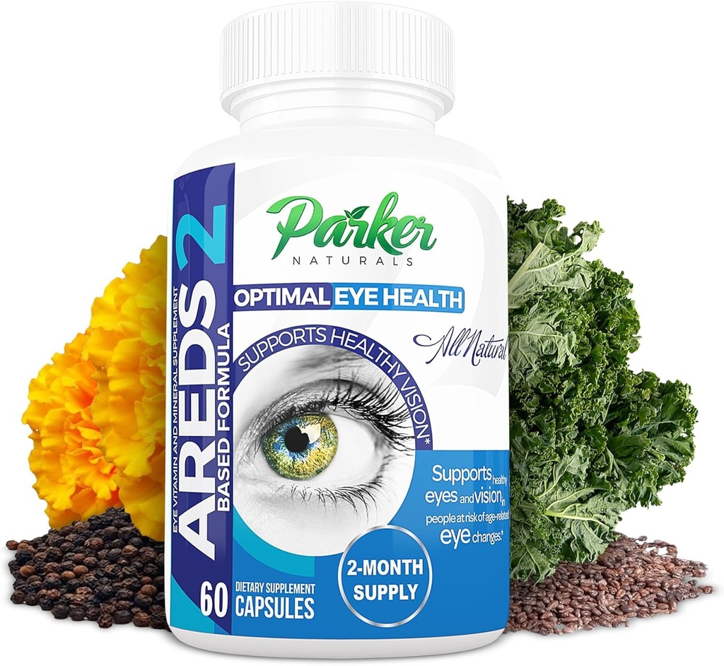 Parker Naturals Optimal Eye Health Vitamina si Suplimentul mineral, Suplimente si Vitamine pentru vedere cu vitamina C & E, Lutein & Zeaxanthin Suplimente, 60 Capace