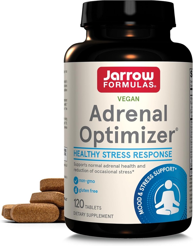 Jarrow Formulas Adrenal Optimizer - 120 comprimate - Sprijină sănătatea suprarenală, Reînnoirea și reducerea stresului - Combine 11 Nutrients & Nutraceuticals - 60 Servings