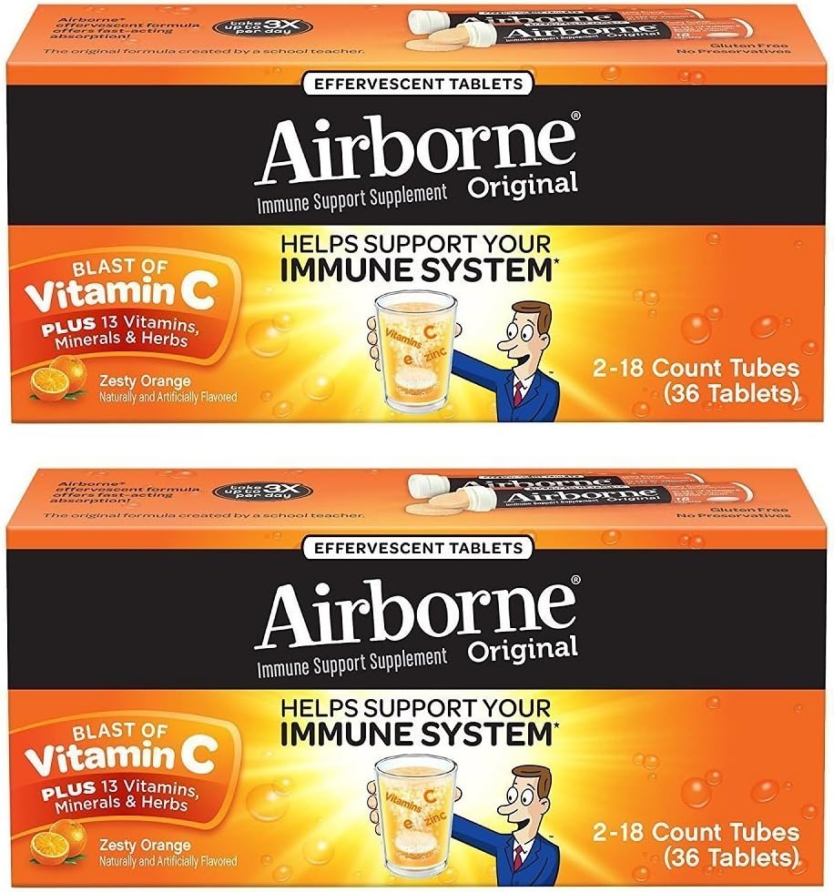 Aeropurtate Zesty Orange Efervescent Tablets Vitamina C 1000mg x 36 Counts (2 ambalaj)