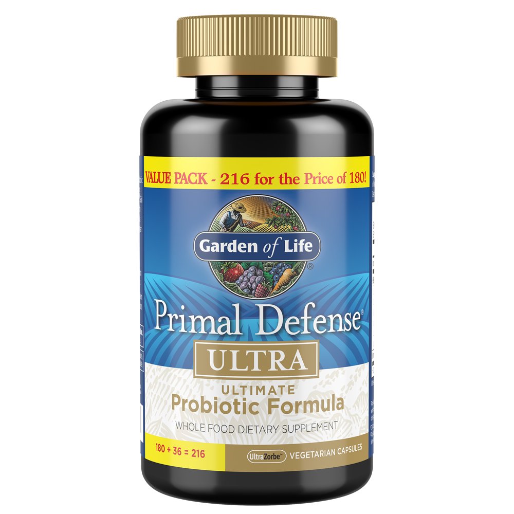 Gradina de viata Probiotice pentru sanatate digestiva si echilibru de sanatate, Primal Defense Ultra Ultimate Formula, 15 Miliarde CFU si 13 Strains Plus HSOS, Vegetarian si Gluten Free, 216 Capsule