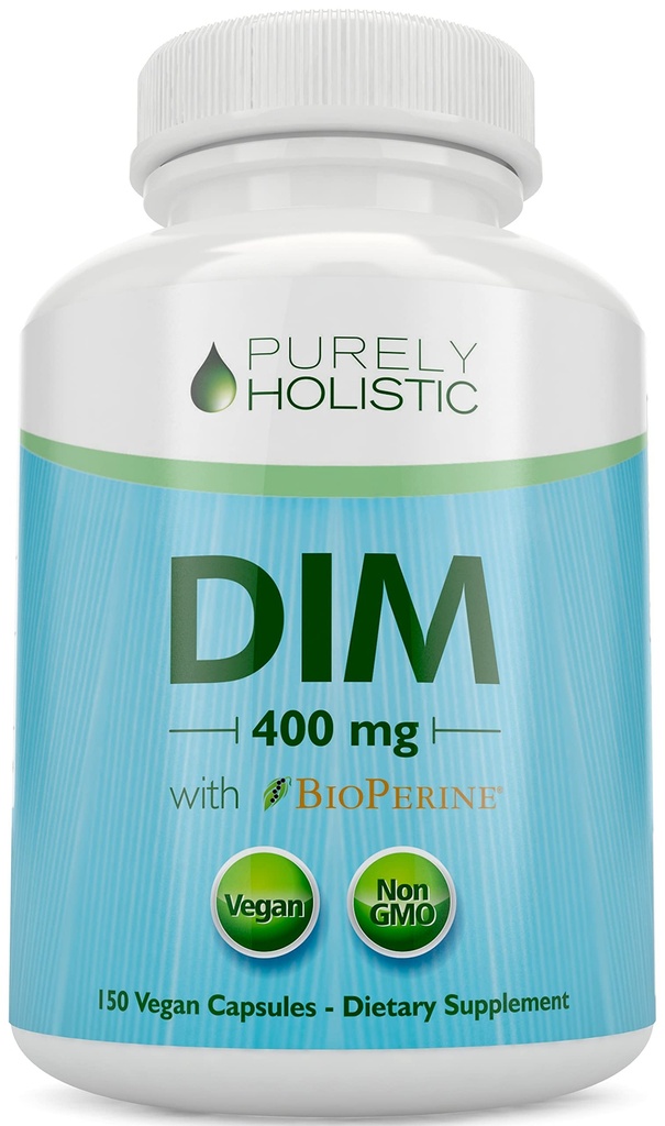 Suplimentul DIM 400mg Plus Bioperine - 150 capsule Vegane - 5 luni de aprovizionare - Echilibru hormonal pentru femei și bărbați - Diindolilmetan de înaltă rezistență