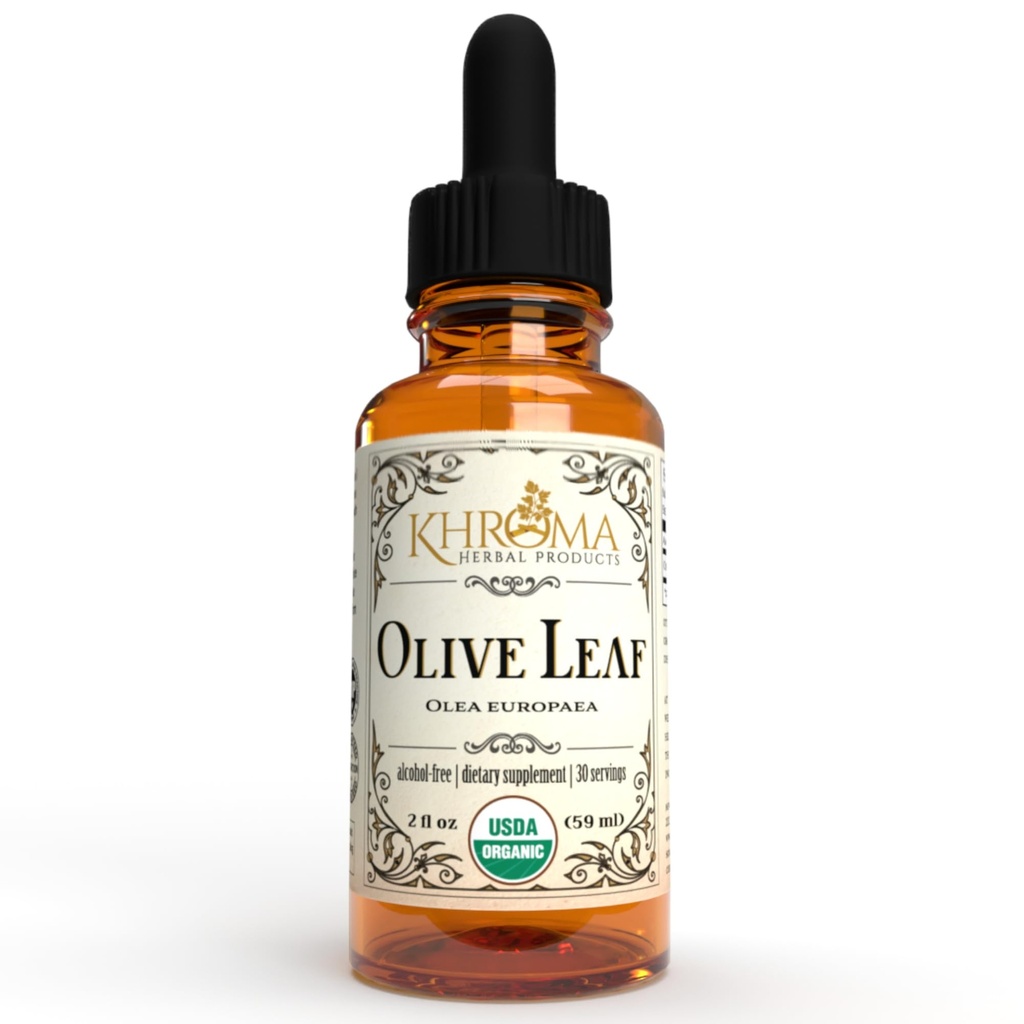 Khroma Herbal Products Organic Olive Leaf - 2 oz lichid într-o sticlă de sticlă - 30 Serviri