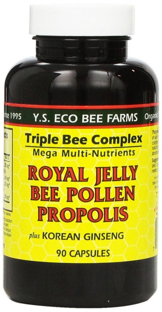 Ferme organice YS: Royal Jelly Bee Polen Propolis w/ Ginseng 90 t