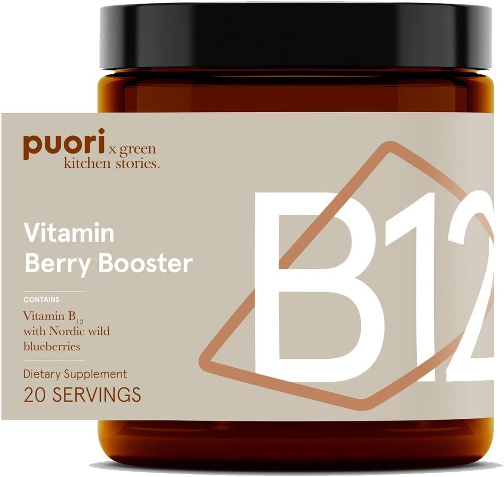 Puori Vegan Vitamina B12 Berry Booster Powder - 20 Servings - B12 cu Nordic afine sălbatice 