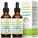2 pachet Soursop Graviola picături lichide - 2000 mg extract Soursop pur amestecat cu 300mg Sea Moss & 100mg Elderberry - Suport puternic pentru celule, Antioxidant-Rich, Imun-Boosting - 4 Fl Oz (120ml) Flacon