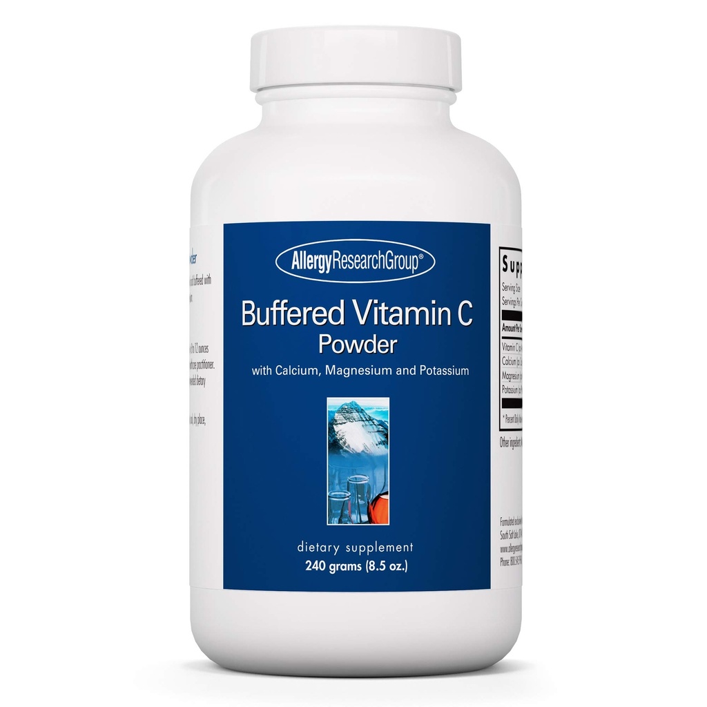 Grupul de cercetare pentru alergii - Pulbere de vitamina C Buffered - Antioxidant, Imun, Calciu/Mag/K - 240 g (8,5 oz)