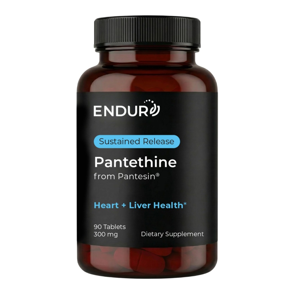 Endur Pantethine de la Pantesin, Funcţia hepatică & Colesterol sănătos Echilibru Supliment, Formula de eliberare susţinută, Gluten gratuit, 300 mg (90 comprimate)