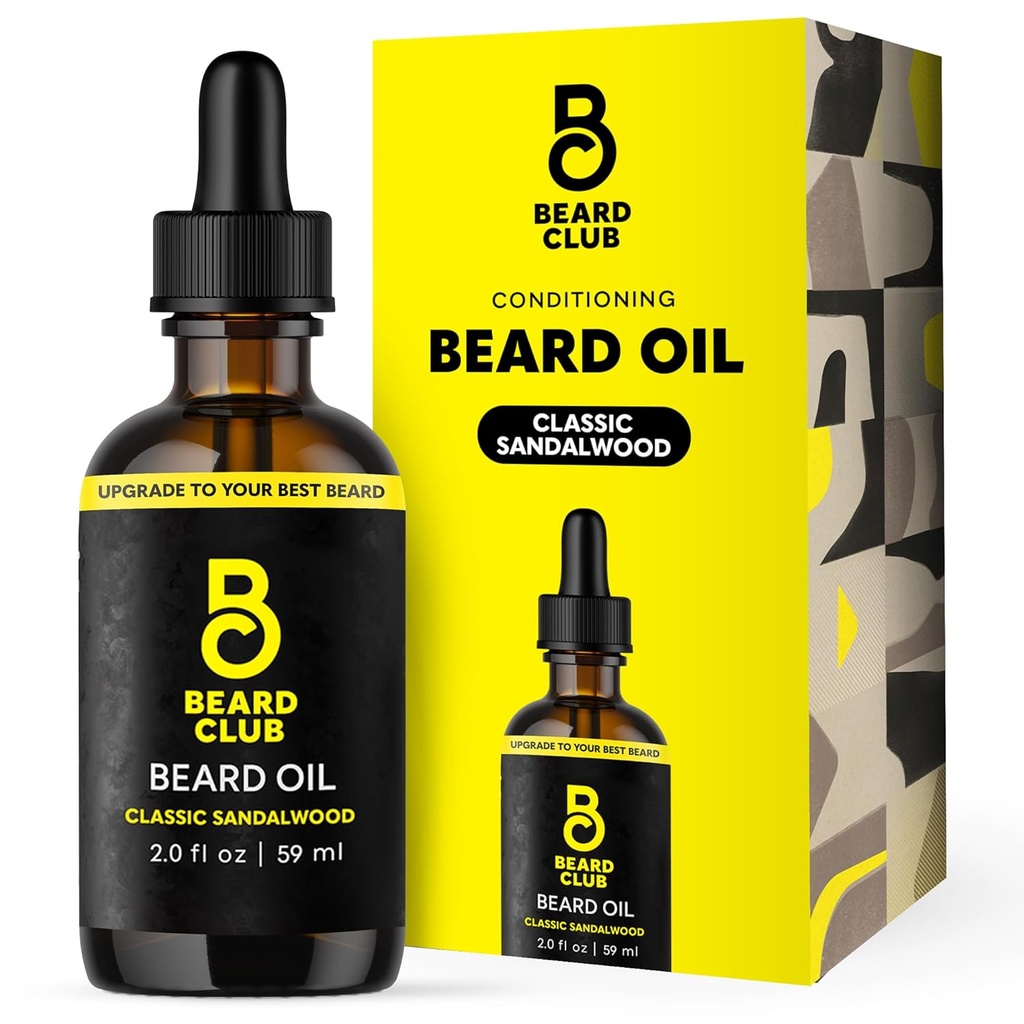 Barbă Club Barbă ulei pentru bărbaţi - 2 oz Classic Sandalwood Natural Barbă ulei cu Castor & ulei de chihlimbar - Barbă & mustaţă condiţionat - Hidrate, Sootens & Soothes uscat piele - Întărește Folicule de păr