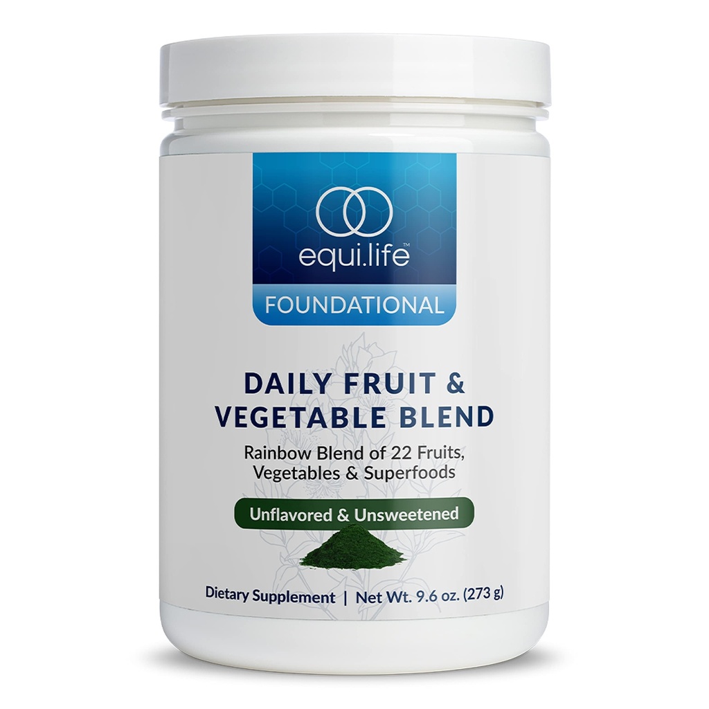 Equilife Daily Fruit & Vegetal Blend, Superfood Antioxidant Supliment cu 22 de fructe și legume organice, Nearomate, Vitamina C, Fibră, 9 Aminoacidi esențiali, Sprijină energie, 30 Serviri Tub