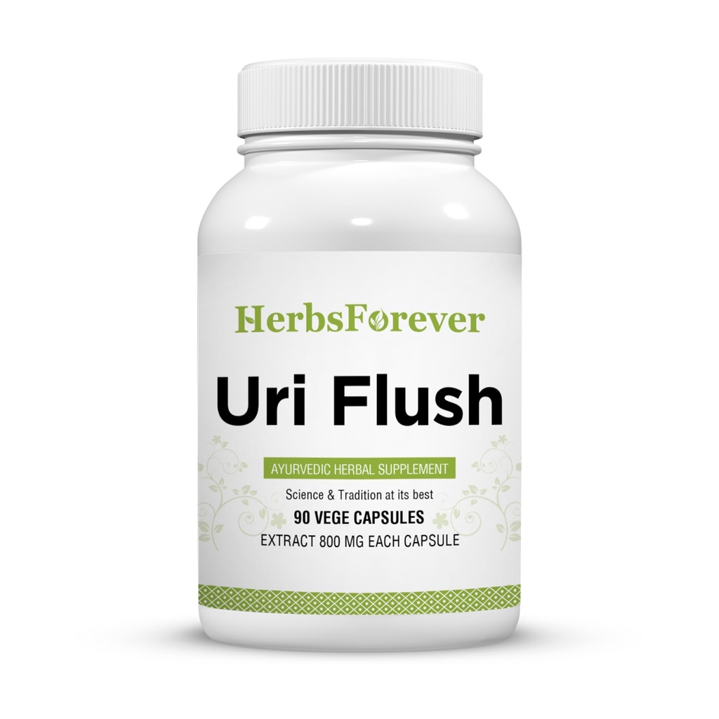 Capsule Uri-Flush Ayurvedic Herbal Supplement Support Funcţie renală sănătoasă şi funcţie de tract urinar 90 Capsule Vege 800 Mg Fiecare