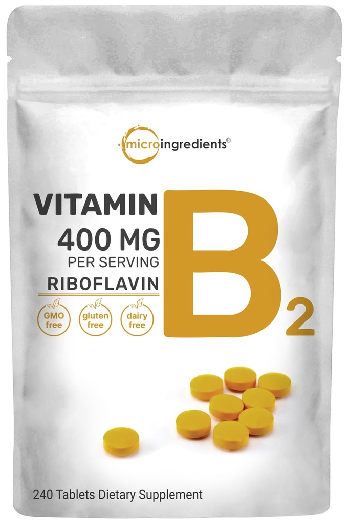 Micro Ingrediente Riboflavin Vitamina B2, 400 mg Per Servire, 240 Mini Tablete 