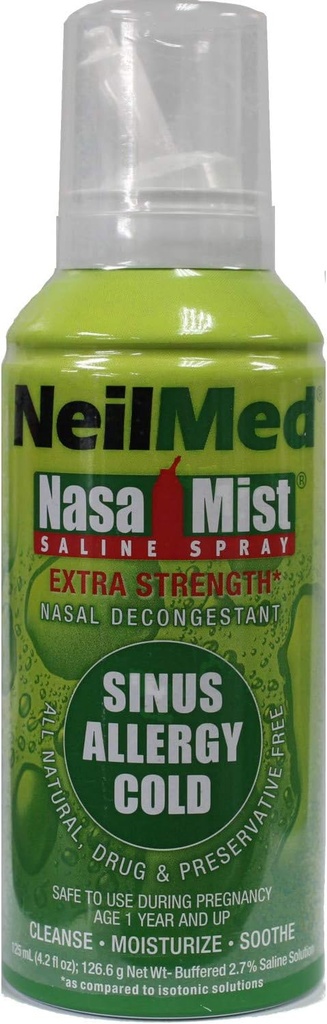 Neilmed Extra Force NasaMist Saline Nasal Spray medicament gratuit Nasal Decongestionant 4.2 fl oz, (Pachet de 2)