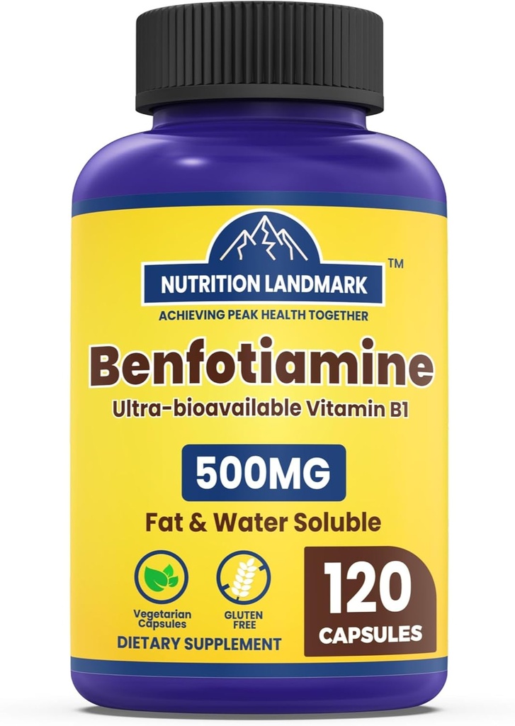 Benfotiamină 500 mg Per Serving, 120 Veggie Capsule (250 mg Per Cap) 