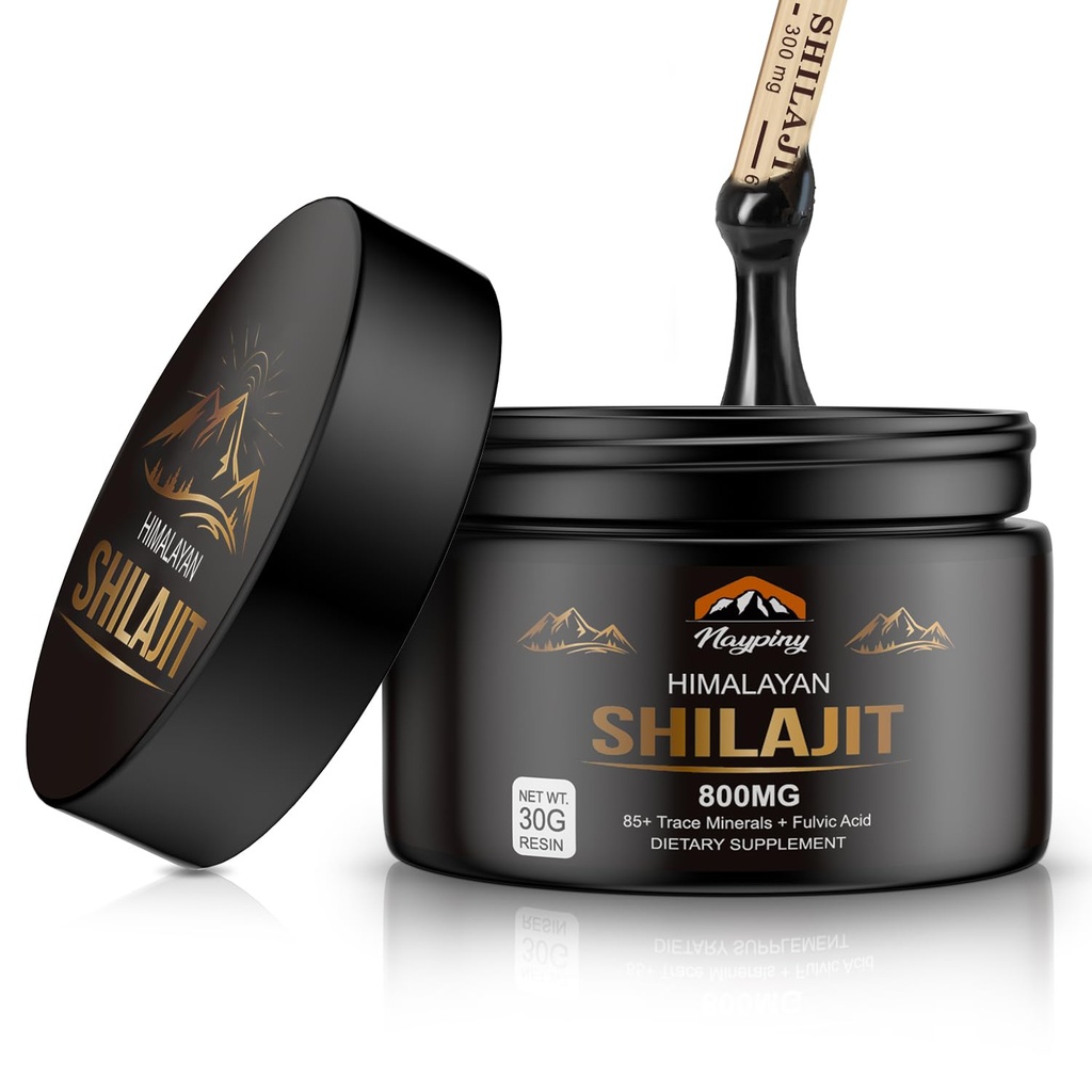 Silajit Pure Himalayan Organic Resin - 800mg Gold Grad Shilajit Resin cu acid furnal & 85+ Trace Minerals Complex pentru energie, Putere & Imunitate, Shilajit pentru bărbați și femei, 800mg