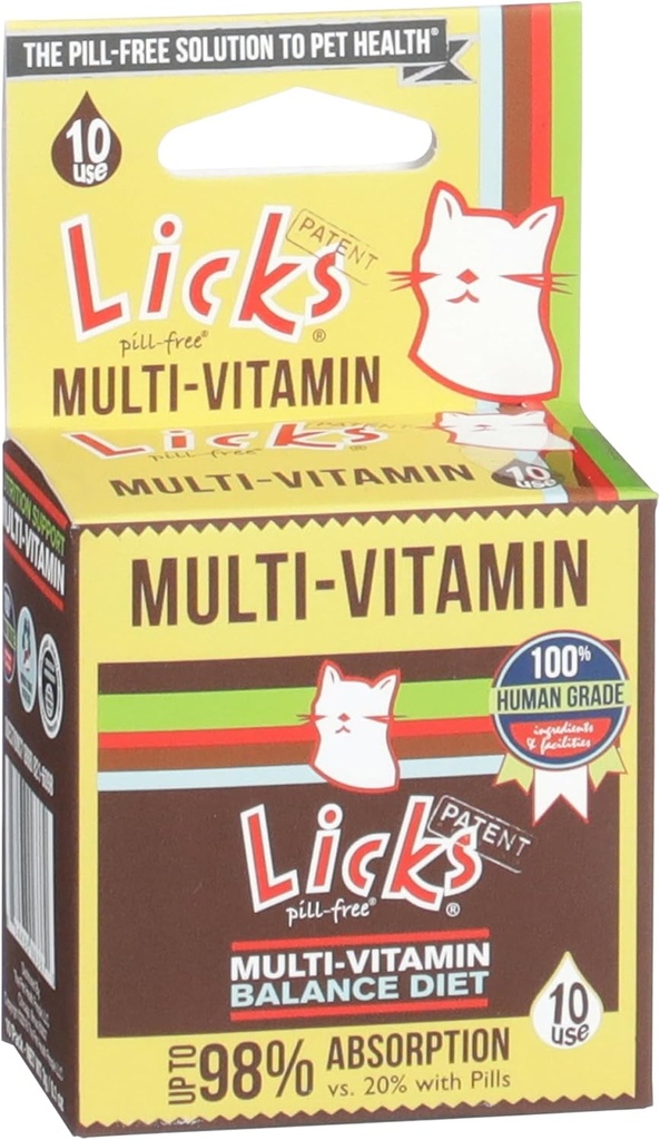 Licks Pulpe-Free Cat Multivitamine - Cat Supliment cu vitamina C, D și calciu - Multivitamine Pet Provizii - Gel Pachete - 10 Utilizare