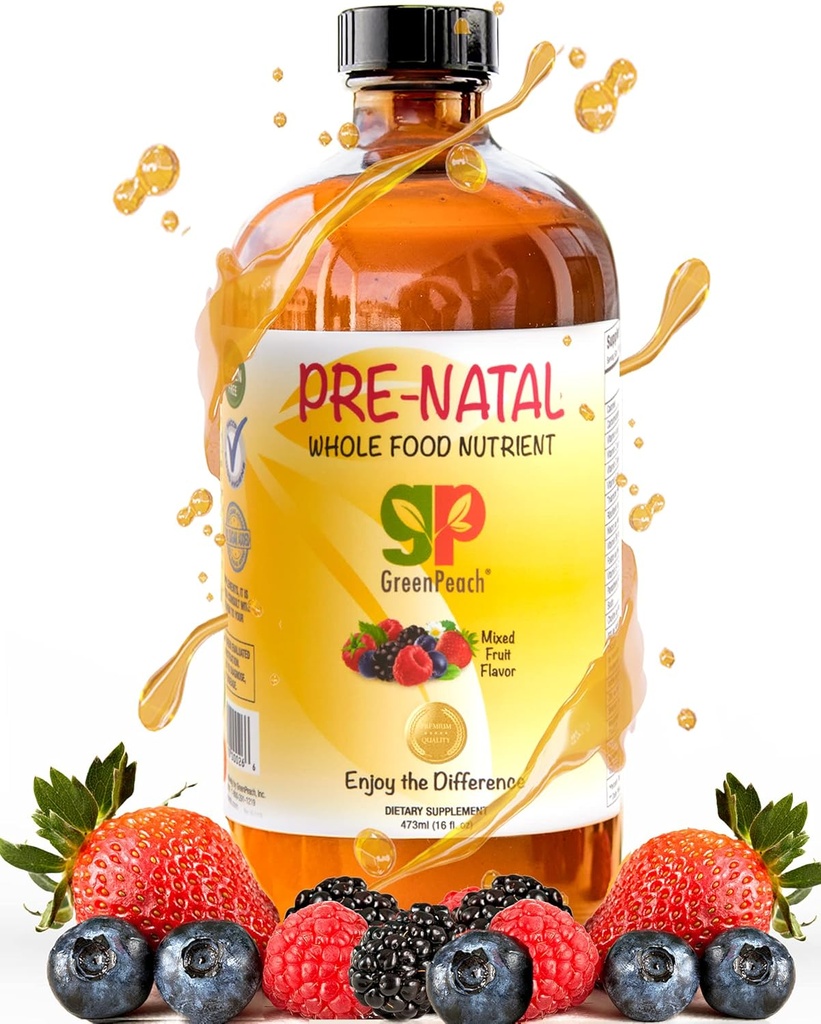Lichid organic Vitamine prenatale pentru femei - Prenatal Fier & Folate, Pre Natal Multivitamine pentru femei, Femei Prenatal Multivitamine, Vegan Prenatals Halal Kosher Vitamina prenatală prietenoasă, 32 Servire