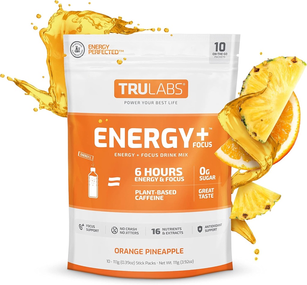 TRULABES Endurance, Energy + Focus, Pudred Drink Mix, Orange Ananas (10ct)